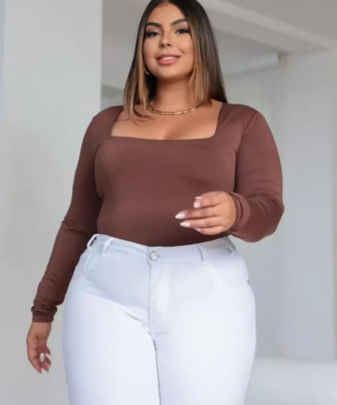 Body Magali Manga Longa Plus Size