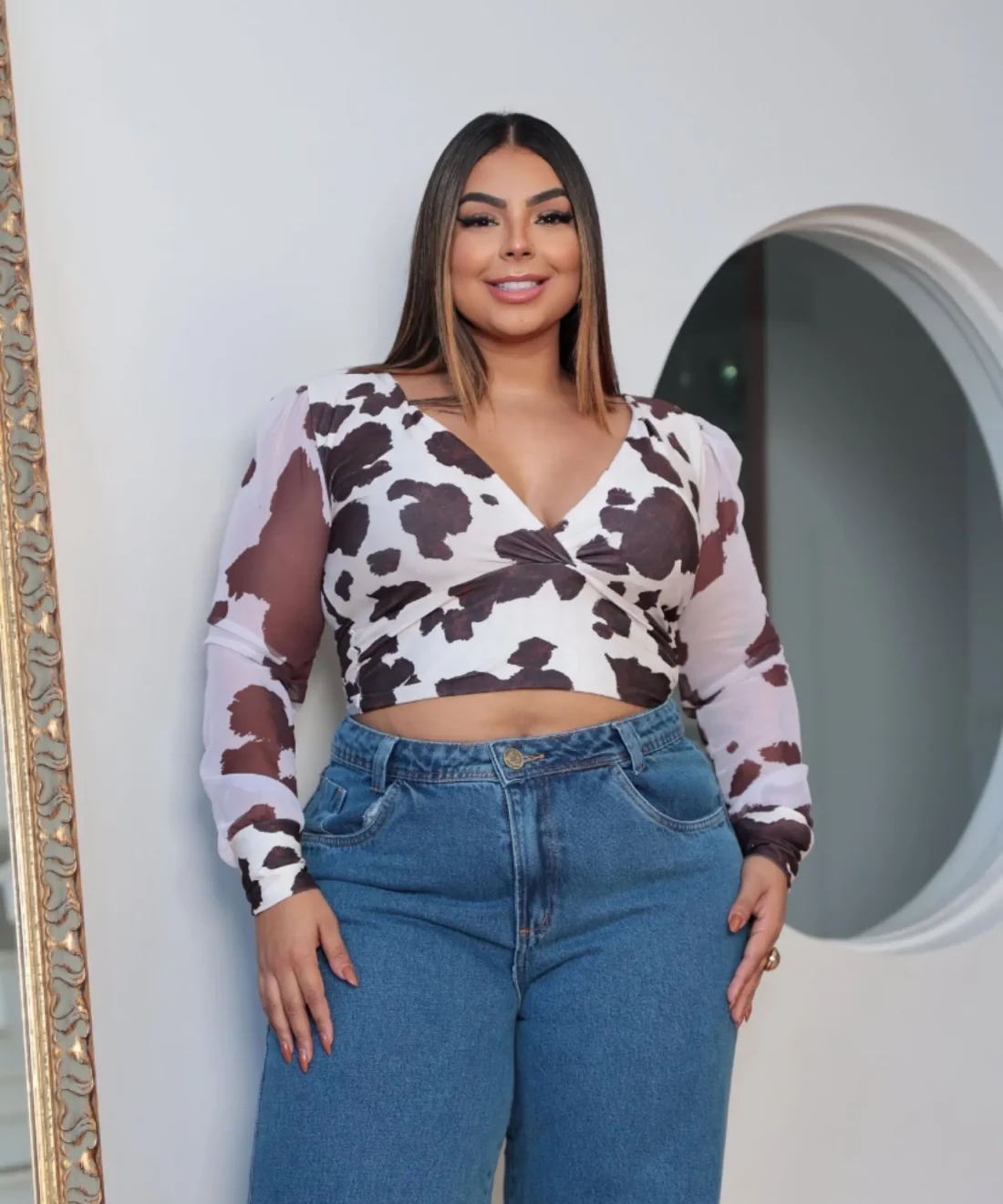 Cropped Glamour Estampado Plus Size