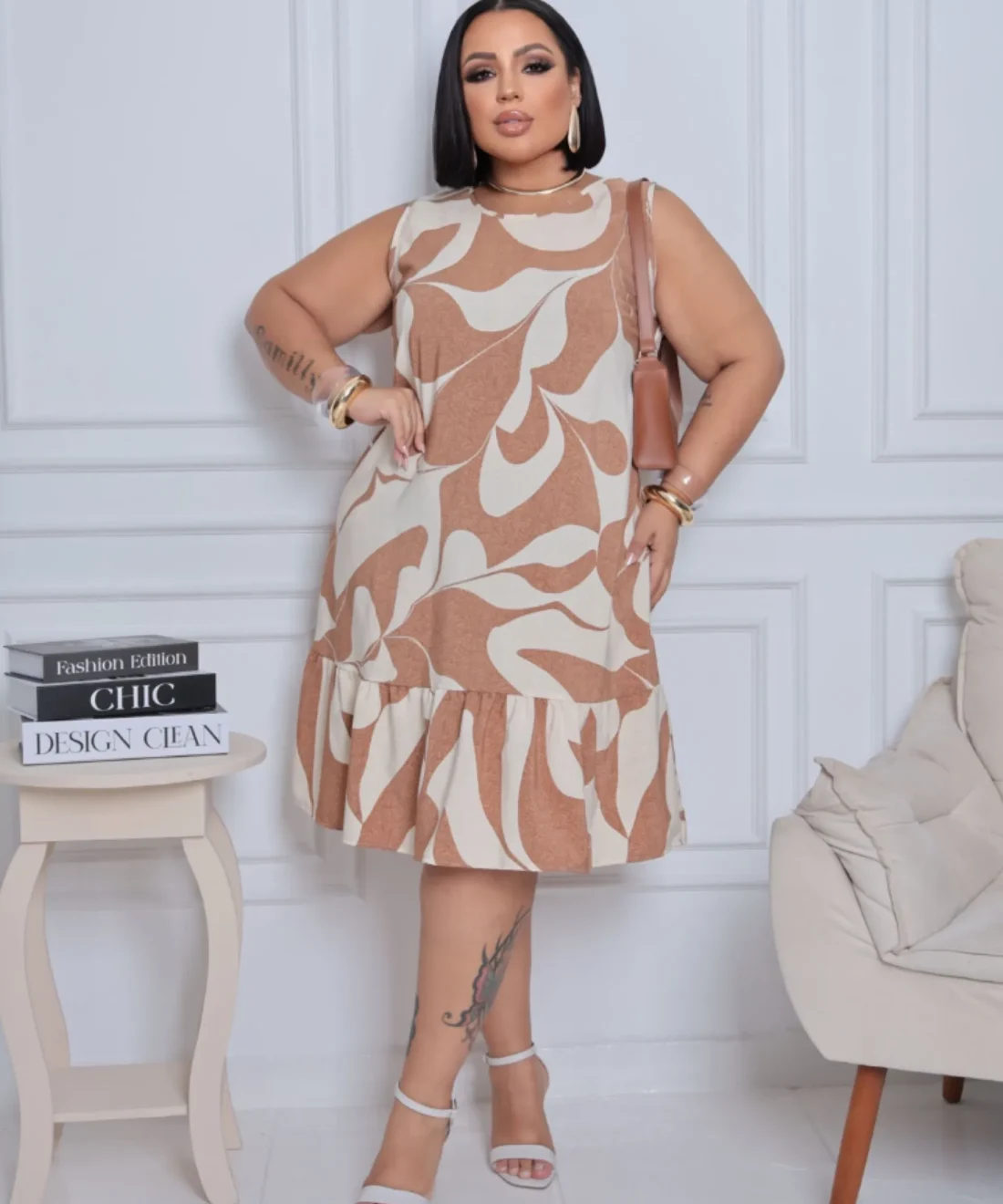 Vestido Regata Estampado Plus Size