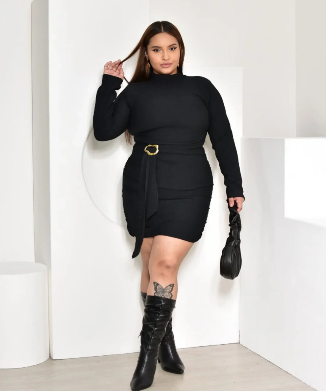 Vestido Parisienne Manga Longa Plus Size