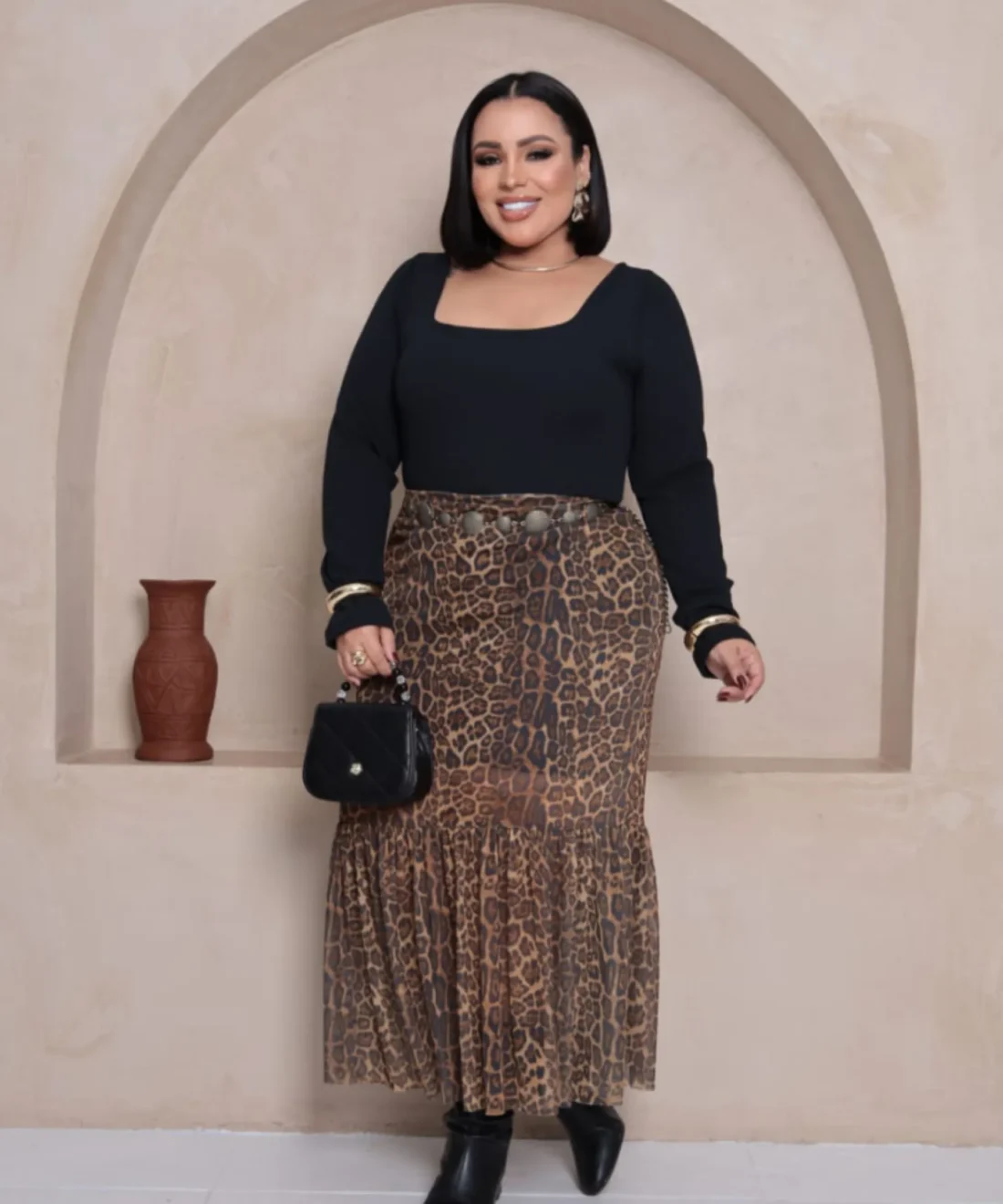 Saia Feminina Tule Fashionista Plus Oncinha