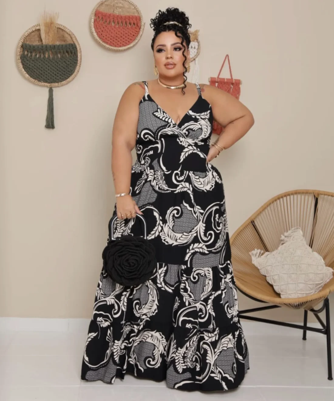 Vestido Poesia Floral Longo Plus