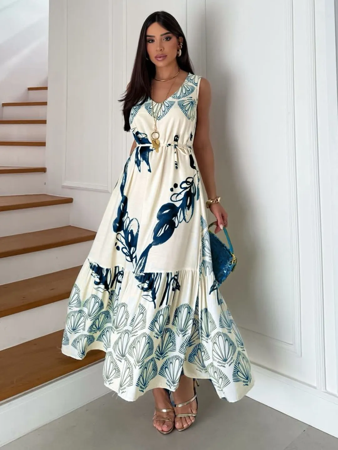 Vestido Lótus Regata