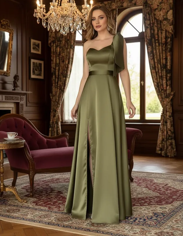 Vestido Modern Glam Verde Oliva de Festa