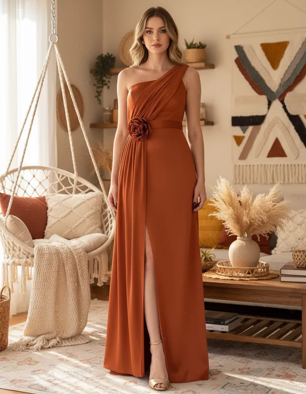 Vestido Aurora di Luce Terracota Plus Size de Festa