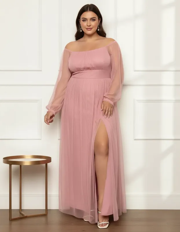 Vestido Rose Plus Size de Festa com Fenda