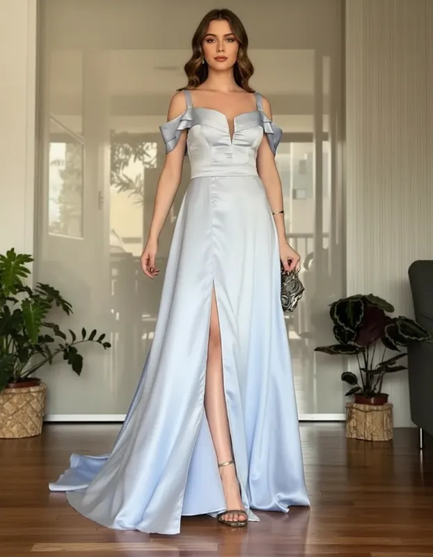 Vestido de Festa Brisa de Cristal Azul Serenity