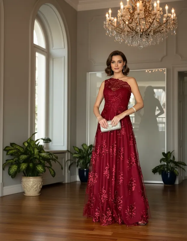 Vestido de Festa Diamante de Gala Marsala