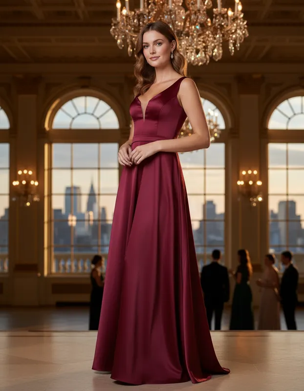 Vestido Longo Marsala Gabardine Prada de Festa