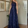 Vestido de Festa Diamante de Gala Azul Marinho