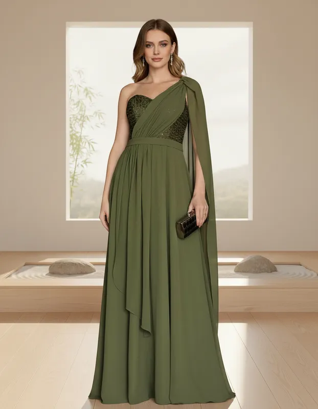 Vestido Elegance Verde Oliva de Festa