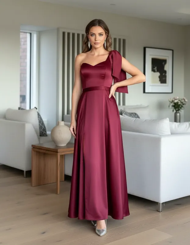 Vestido Modern Glam Marsala de Festa