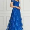 Vestido Longo Azul Royal em Tule de Festa para Madrinhas Mãe do Noivo