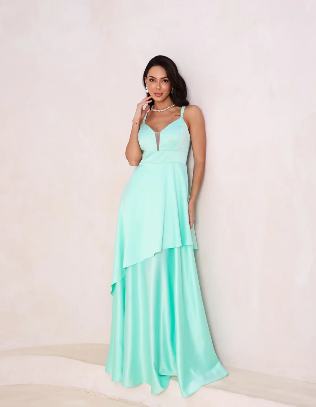 Vestido de Festa Paris Verde Menta para Debutantes Chá Revelação
